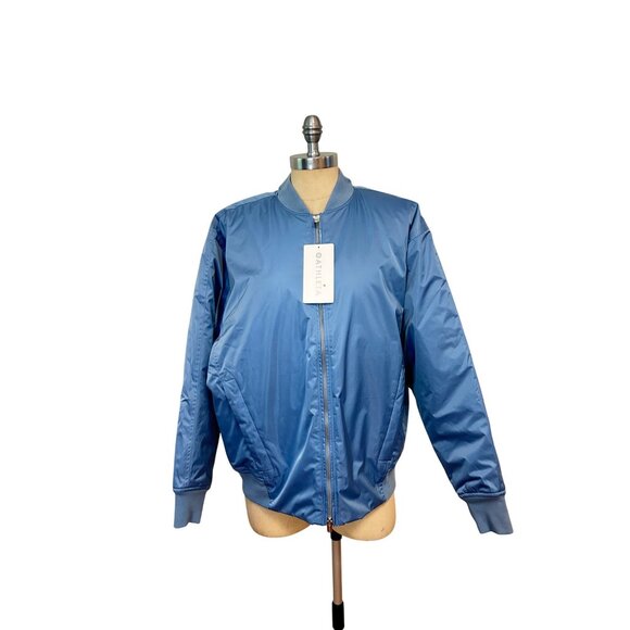 Athleta Sateen Bomber Jacket Coat Blue size XL and Large NWT - Picture 5 of 11